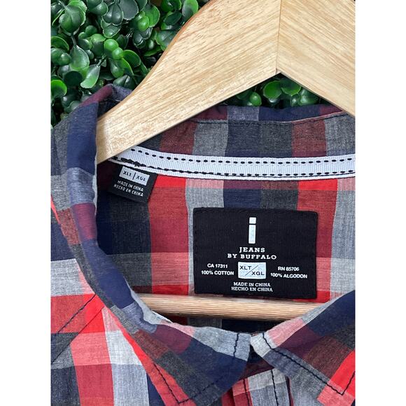 I jeans by Buffalo Plaid Men’s button up Shirt Size XLT, Big & Tall dress shirt - Picture 4 of 7